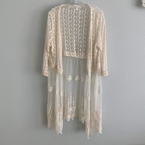 Long White Lacy Cardigan